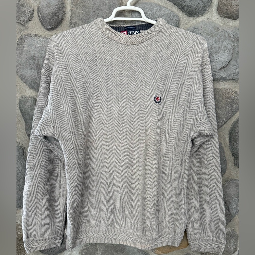 Chaps by Ralph Lauren 100% Cotton Herringbone Crewneck Sweater Men’s Large
